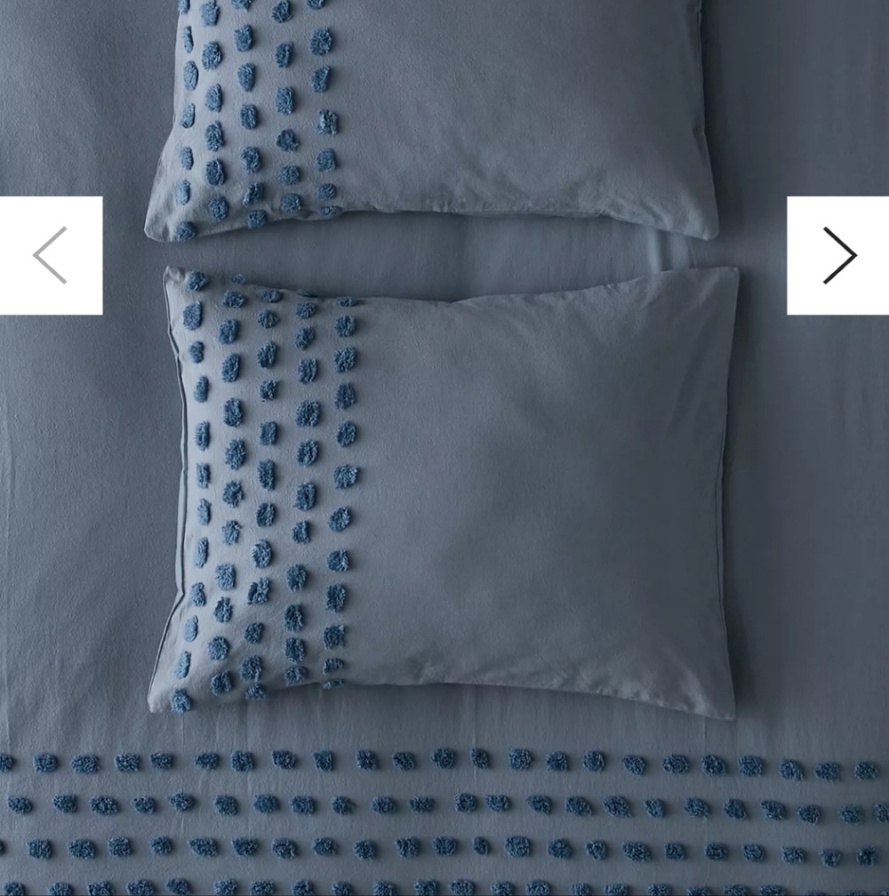 Urban Outfitters Tufted Modern Dot Slate Blue Twin Xl Duvet + Shams